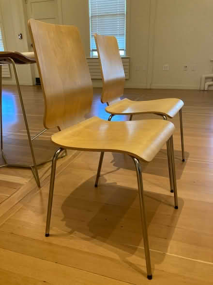 Photo of free Two wood/metal contemporary chairs (Presidio) #2
