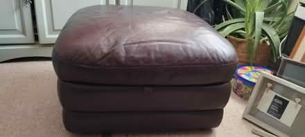 Photo of free Brown leather storage pouffe (Bicton Heath SY3) #2