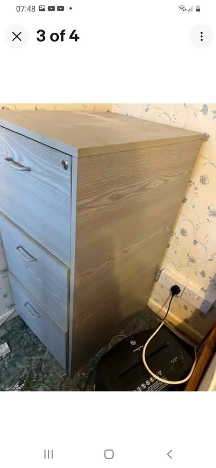 Photo of free Grey filling cabinet three drawer lockable with files (Earwig Corner BN7) #4
