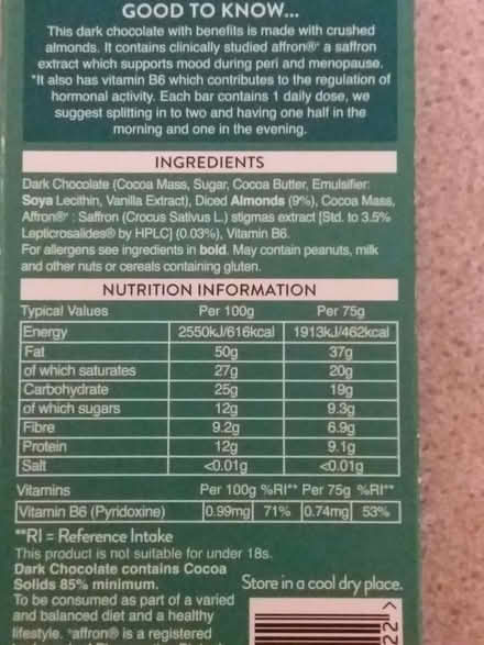 Photo of free Holland & Barrett Menopause Choc past its best before date (Westbury Fields BS9) #4