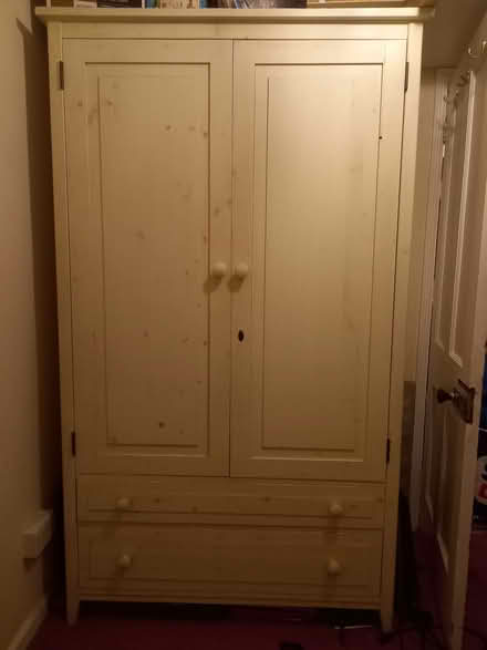 Photo of free Off White knotty pine wardrobe, with 2 drawers (Lewes BN7) #1