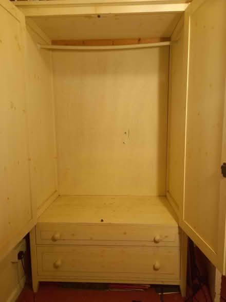 Photo of free Off White knotty pine wardrobe, with 2 drawers (Lewes BN7) #2