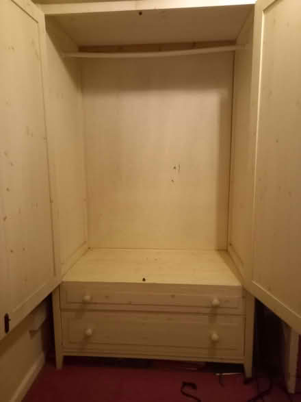 Photo of free Off White knotty pine wardrobe, with 2 drawers (Lewes BN7) #4