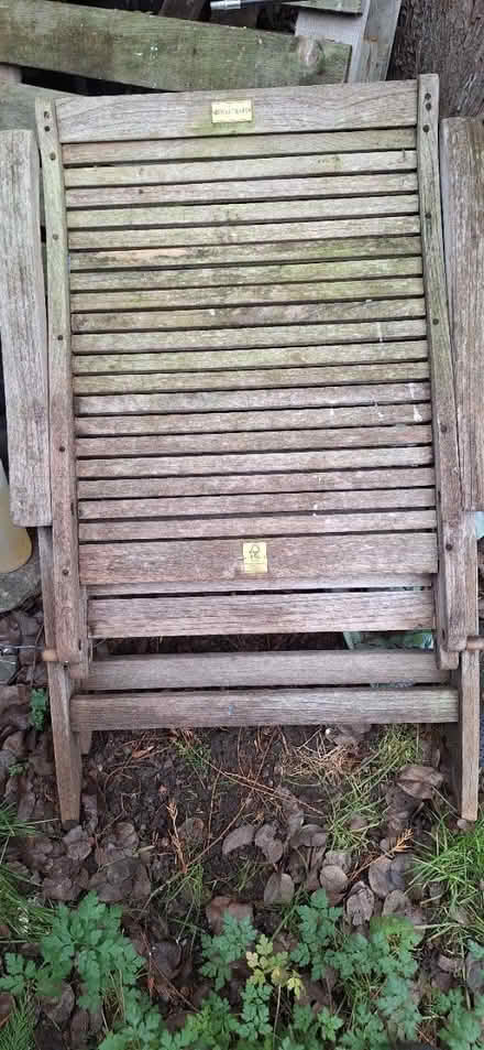 Photo of free 4 wooden garden chairs (Welling) #2