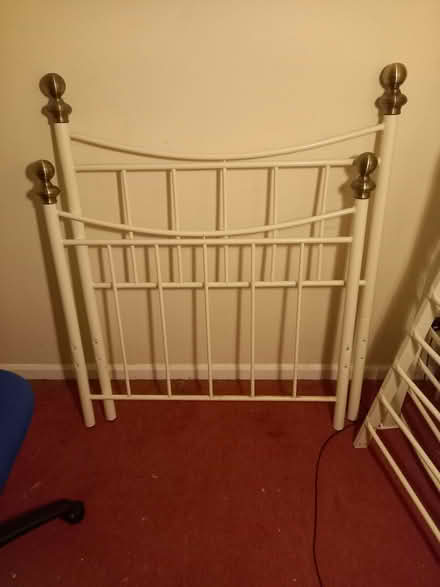 Photo of free Single bed, metal white enamel frame with matress (Lewes BN7) #1