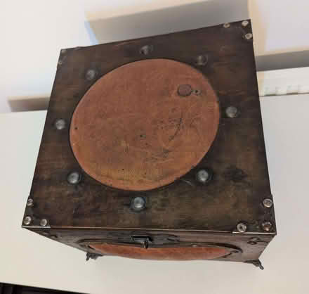 Photo of free Vintage Wood and Leather Cube Box (CT15) #1