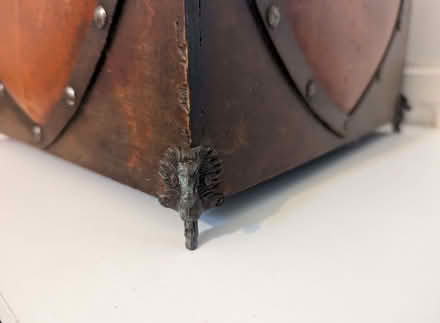 Photo of free Vintage Wood and Leather Cube Box (CT15) #3