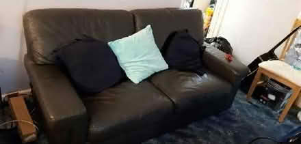 Photo of free Two seater sofa leather with pouffe (Earwig Corner BN7) #2