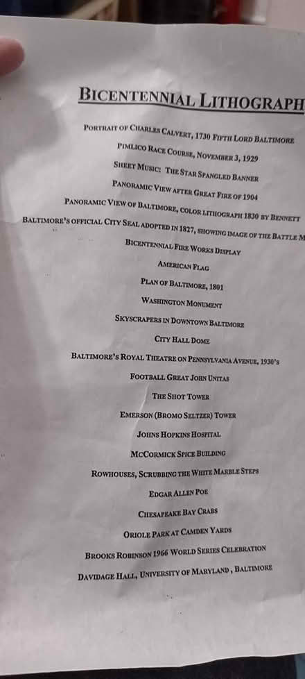Photo of free Baltimore Bicentennial poster (Odenton) #1