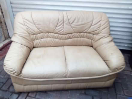 Photo of free Dark cream 2-seater leather sofa (LA4) #1