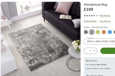 Photo of free Large Wonderlust Grey Rug - 200x290 Used (Necton PE37) #1