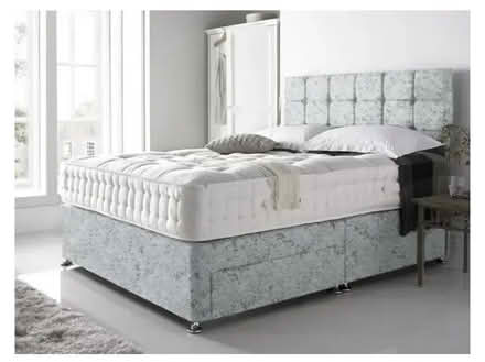 Photo of free Silver Velvet 2 drawer Divan Bed -Double (Hoylake CH47) #1