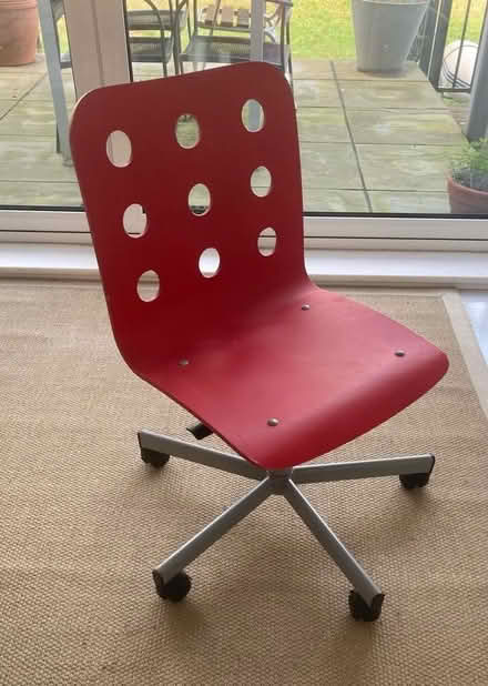Photo of free IKEA red painted plywood Office chair (Hayling Island PO11) #1