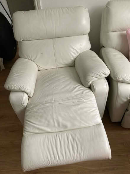 Photo of free Ivory leather recliner. Won’t close (Whiston L35) #1