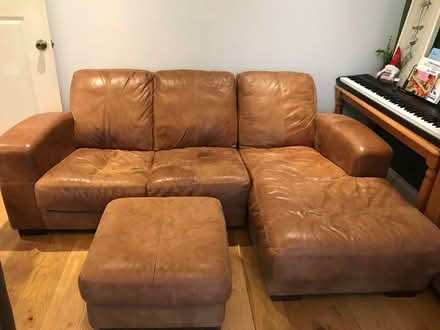 Photo of free Sofa and foot stool (Woodmansterne) #1