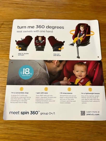 Photo of free Joie Spin 360 group 0+/1 child car seat (Knotty Green HP9) #2