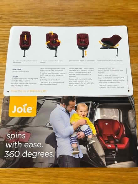 Photo of free Joie Spin 360 group 0+/1 child car seat (Knotty Green HP9) #3