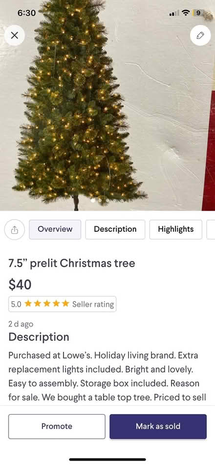 Photo of free Prelit 7.5 Christmas Tree (Chapel Hill) #1