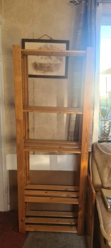 Photo of free Tall wooden shelf unit (Hitchin SG4) #1