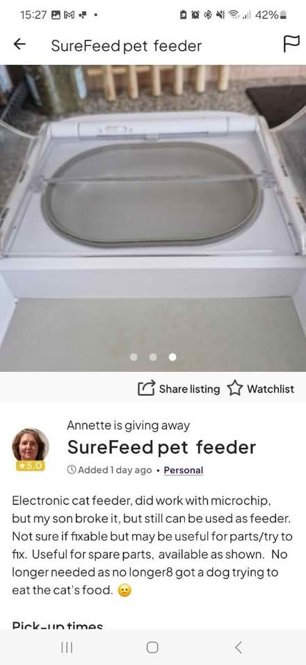 Photo of free Cat feeder (EN1) #2