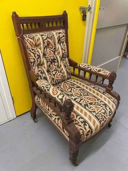Photo of free Vintage fireside chair with matching lumbar cushion (Norbiton KT2) #2