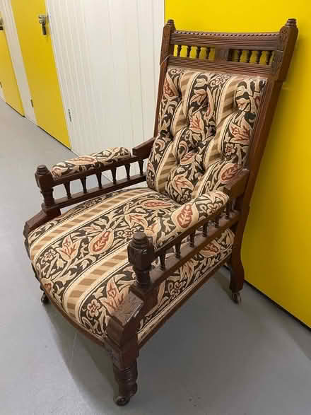 Photo of free Vintage fireside chair with matching lumbar cushion (Norbiton KT2) #3