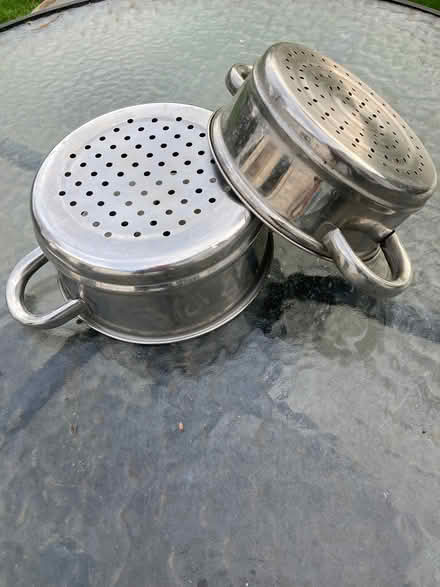 Photo of free 2 x stainless steel saucepan steamers (IP4) #1