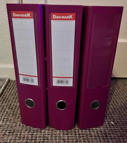 Photo of free 3 Purple Lever Arch files (Clipstone, Mansfield) #1