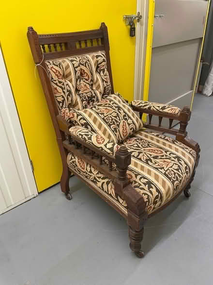 Photo of free Vintage fireside chair with matching lumbar cushion (Norbiton KT2) #1
