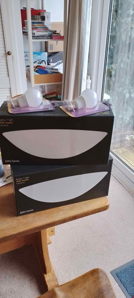 Photo of free Two ceramic wall uplighters plus bulbs (Cold Harbour OX1) #1