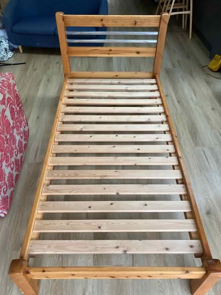 Photo of free Single pine bed with mattress (Fleetville AL4) #1