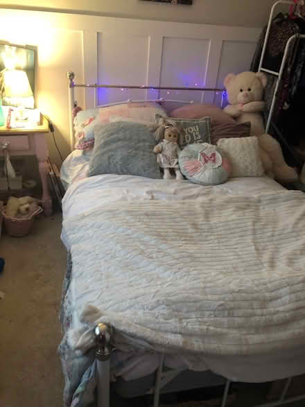 Photo of free White metal bed frame (SN16) #2