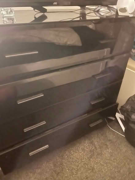 Photo of free Black glass chest of drawers (CR7) #2