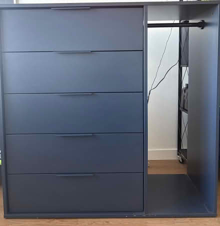 Photo of free Blue wood dresser w/ hanging space (Pasadena) #1