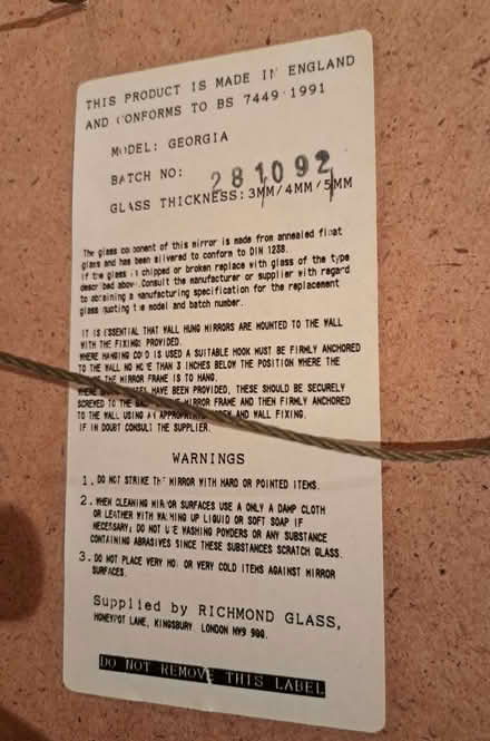 Photo of free Large wall mirror (Netherlee G46) #4