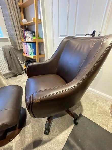 Photo of free Lazyboy Leather swivel armchair and footstool (West Derby L12) #4