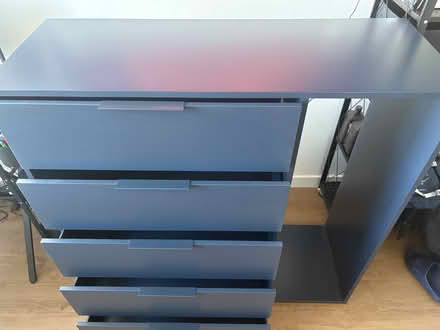 Photo of free Blue wood dresser w/ hanging space (Pasadena) #2
