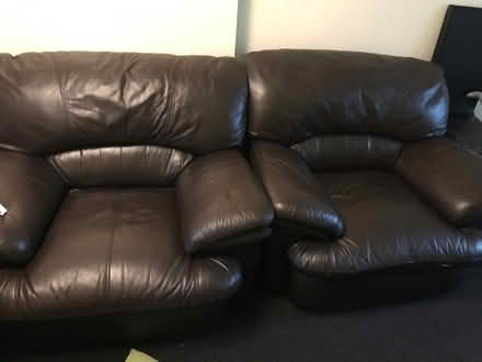 Photo of free Brown leather sofas (Sandstone,Sheffield S9) #1