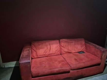 Photo of free Red suede sofa bed (W12) #1