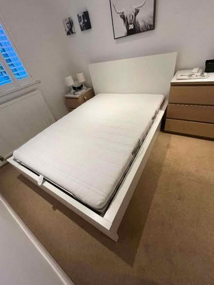 Photo of free Double bed with matrass with Ottoman storage underneath (Nether Green S10) #2