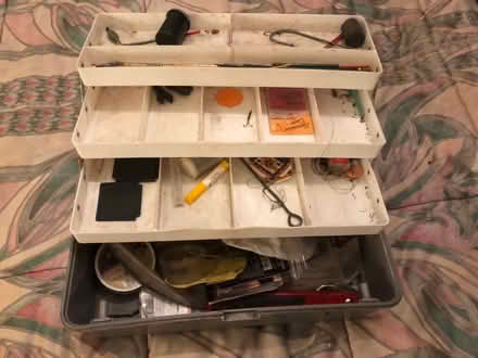 Photo of free Old Fishing tackle box & contents (Elkstone GL53) #1