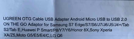 Photo of free Micro USB to USB 2.0 cable adapter (Congleton town CW12) #2