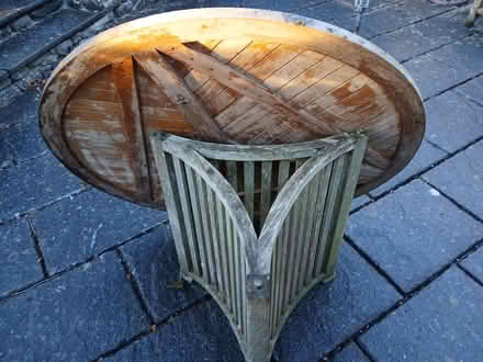 Photo of free Large round hardwood garden table (Helsington LA8) #1