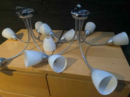 Photo of free 2 largish ceiling light fittings chrome and glass (Bidston Hill CH43) #3