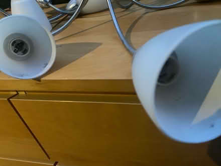 Photo of free 2 largish ceiling light fittings chrome and glass (Bidston Hill CH43) #2