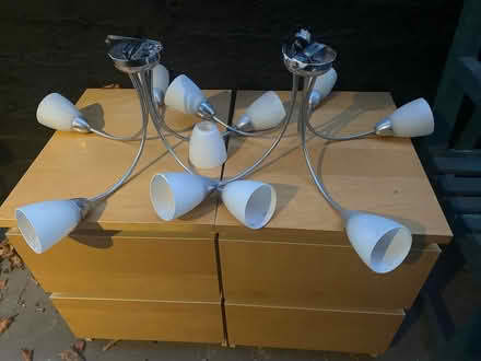 Photo of free 2 largish ceiling light fittings chrome and glass (Bidston Hill CH43) #1