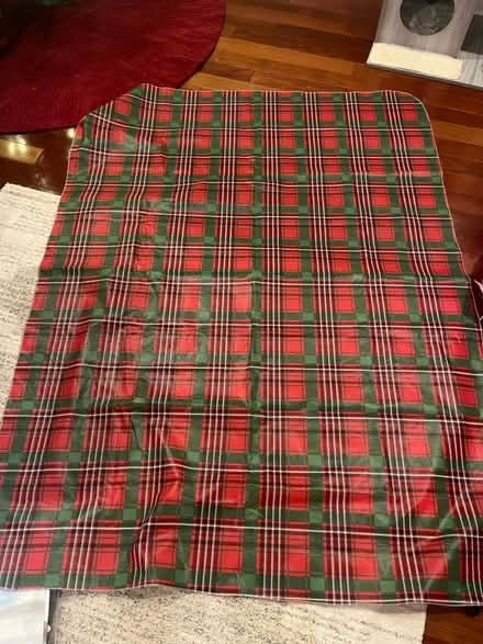 Photo of free Green and red plaid tablecloth (Cambridgeport) #1