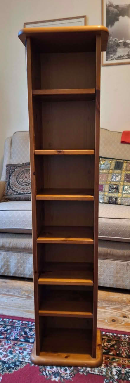 Photo of free Slim shelving unit Adjustable shelf heights 118Hx29Wx19D cm. (Canford Heath BH17) #1