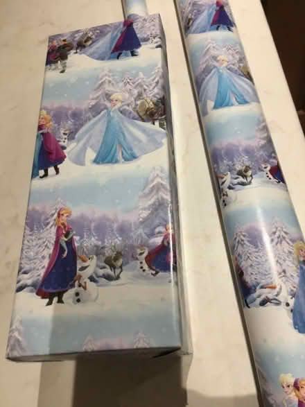 Photo of free Part roll of “Frozen” wrapping paper and covered box. (Uxbridge UB10) #1