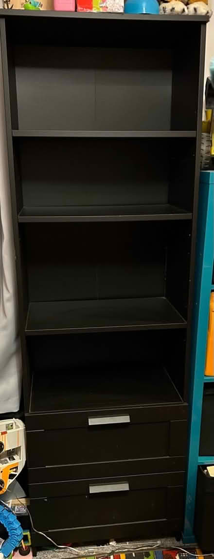 Photo of free Tall Black shelf with drawers (Sidley) #1